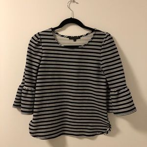 Blue Flare Sleeve Blouse || Green Envelope